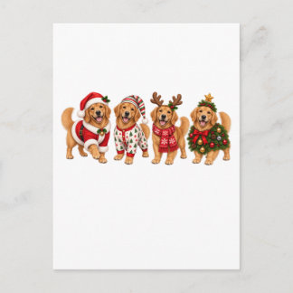 Christmas Golden Retriever Holiday Friends Invitation Postcard