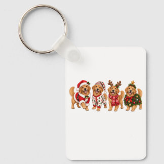 Christmas Golden Retriever Holiday Friends Key Ring