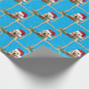 Christmas Golden Retriever in rope frame Wrapping Paper