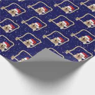 Christmas Golden Retriever in rope frame Wrapping Paper