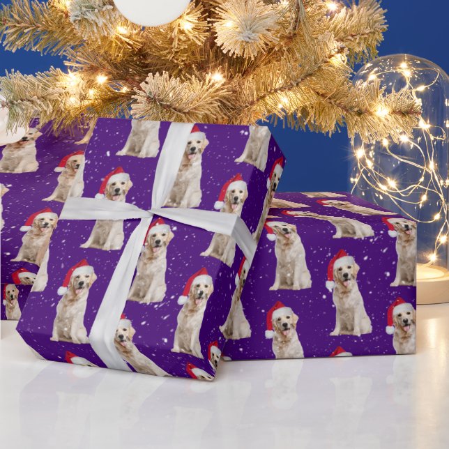 Christmas Golden Retriever In Snowflakes Wrapping Paper (Holidays)