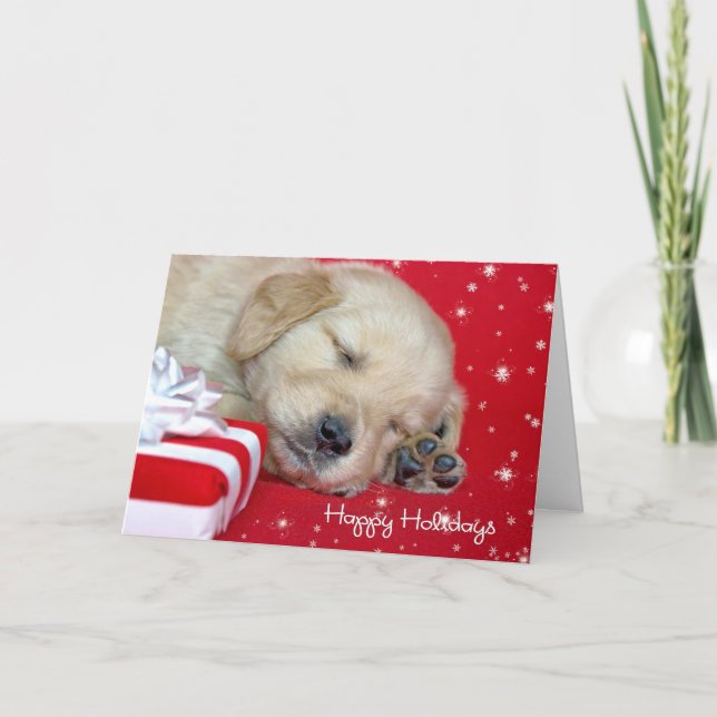 Christmas Golden Retriever Pup Holiday Card (Front)