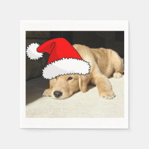 Christmas Golden Retriever Puppy Napkin