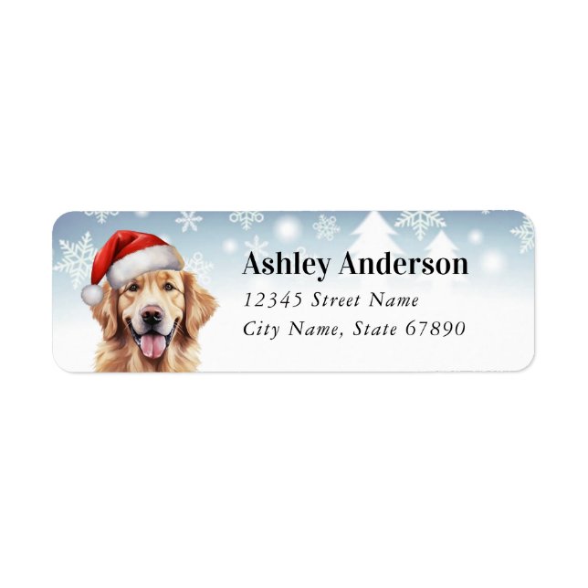 Christmas Golden Retriever Return Address Labels (Front)