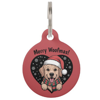 Christmas Golden Retriever - Santa Dog Pet Tag