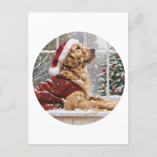 Christmas Golden Retriever Santa Dog Postcard