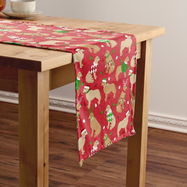 Christmas Golden Retriever Short Table Runner (In Situ)