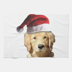Christmas Golden Retriever Tea Towel