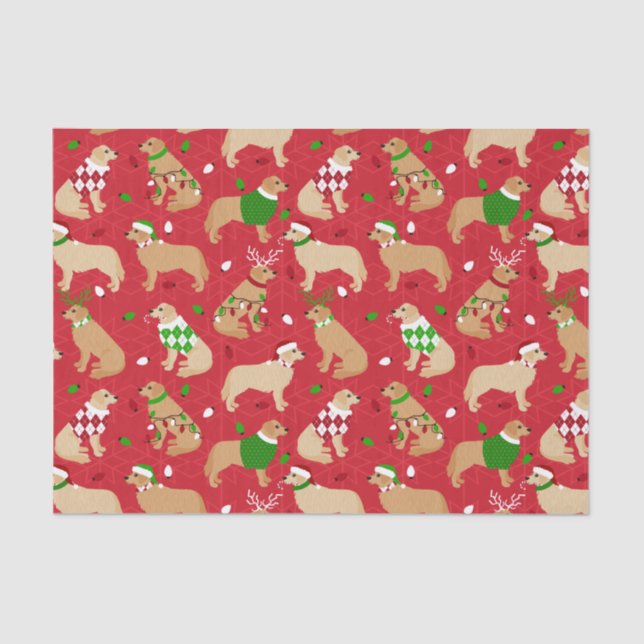 Christmas Golden Retriever Tissue Paper (Front)