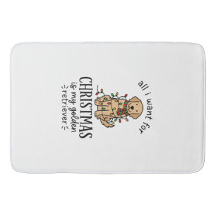 Christmas Golden Retriever Wish List Design Bath Mat