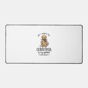 Christmas Golden Retriever Wish List Design Desk Mat