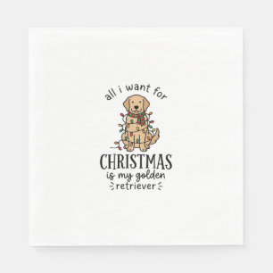 Christmas Golden Retriever Wish List Design Napkin
