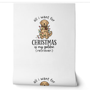 Christmas Golden Retriever Wish List Design Wallpaper