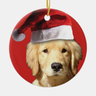 Christmas Golden Retrive Ceramic Ornament