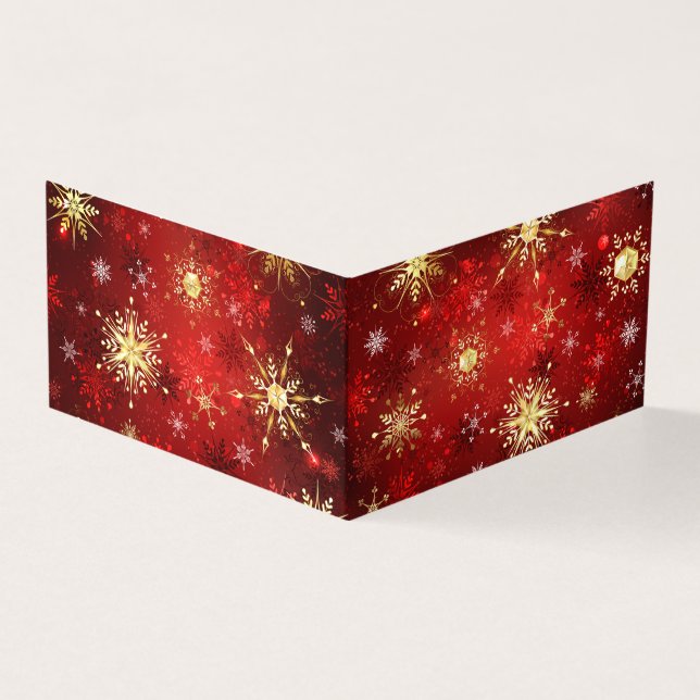Christmas Golden Snowflakes on Red Background (Outside)
