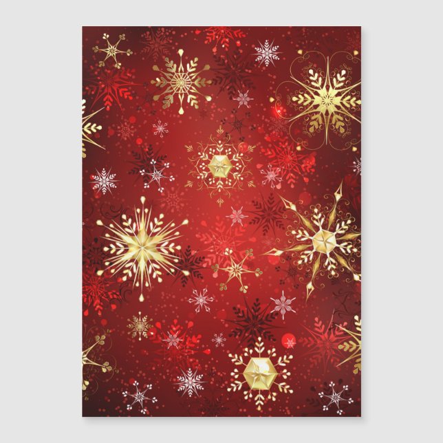 Christmas Golden Snowflakes on Red Background (Front)