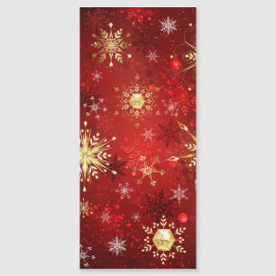 Christmas Golden Snowflakes on Red Background