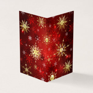 Christmas Golden Snowflakes on Red Background