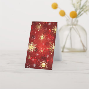 Christmas Golden Snowflakes on Red Background Appointment Card