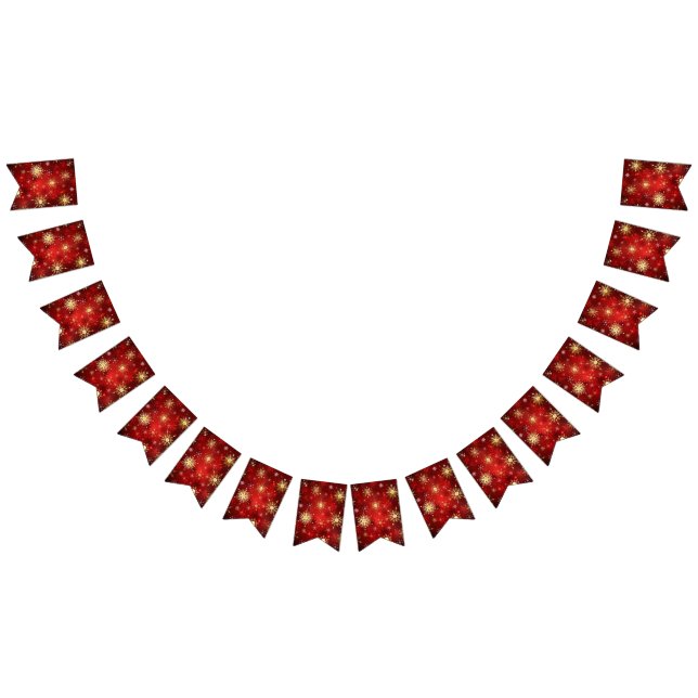 Christmas Golden Snowflakes on Red Background Bunting (All)