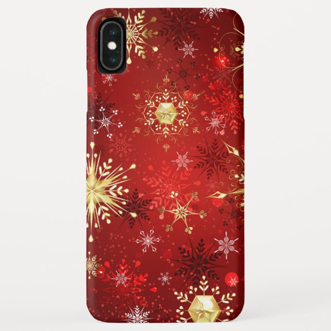 Christmas Golden Snowflakes on Red Background Case-Mate iPhone Case (Back)