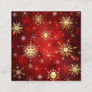 Christmas Golden Snowflakes on Red Background Enclosure Card