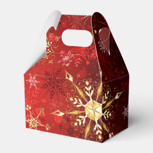 Christmas Golden Snowflakes on Red Background Favour Box