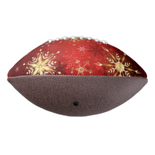Christmas Golden Snowflakes on Red Background Football