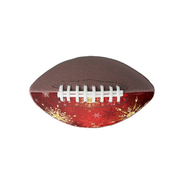 Christmas Golden Snowflakes on Red Background Football (Front)