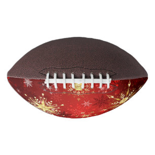 Christmas Golden Snowflakes on Red Background Football