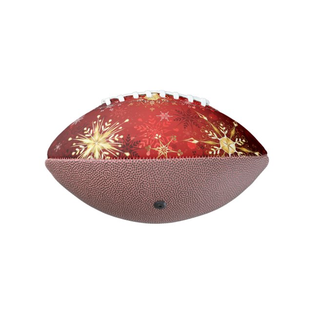 Christmas Golden Snowflakes on Red Background Football (Rotated 270)
