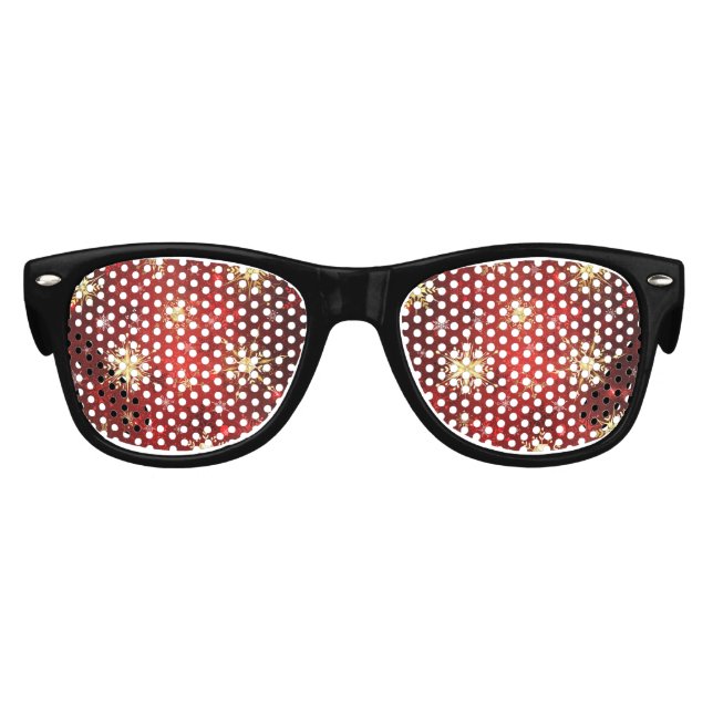 Christmas Golden Snowflakes on Red Background Kids Sunglasses (Front)