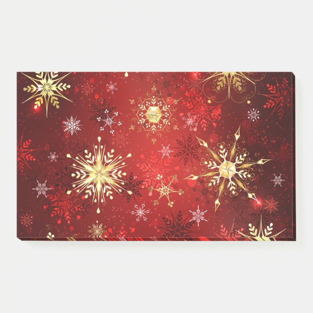 Christmas Golden Snowflakes on Red Background Post-it Notes (Front)
