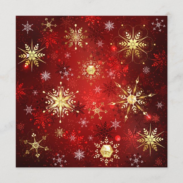 Christmas Golden Snowflakes on Red Background Program (Front)