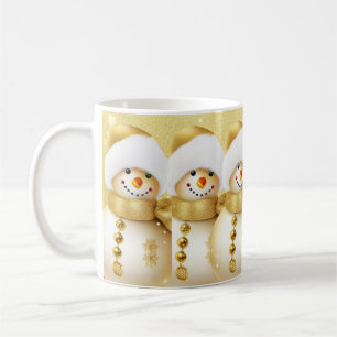 Christmas Golden Snowman Snowflakes Holidays Coffee Mug