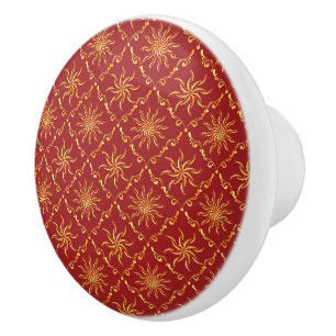 Christmas Golden Sun Pattern Ceramic Knob