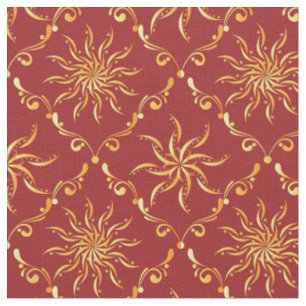 Christmas Golden Sun Pattern Fabric