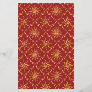 Christmas Golden Sun Pattern Stationery