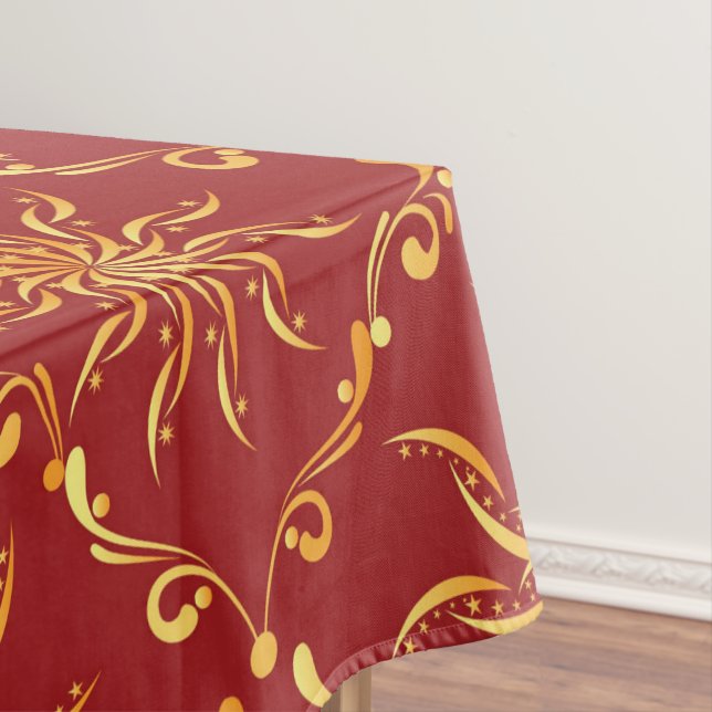 Christmas Golden Sun Pattern Tablecloth (In Situ)