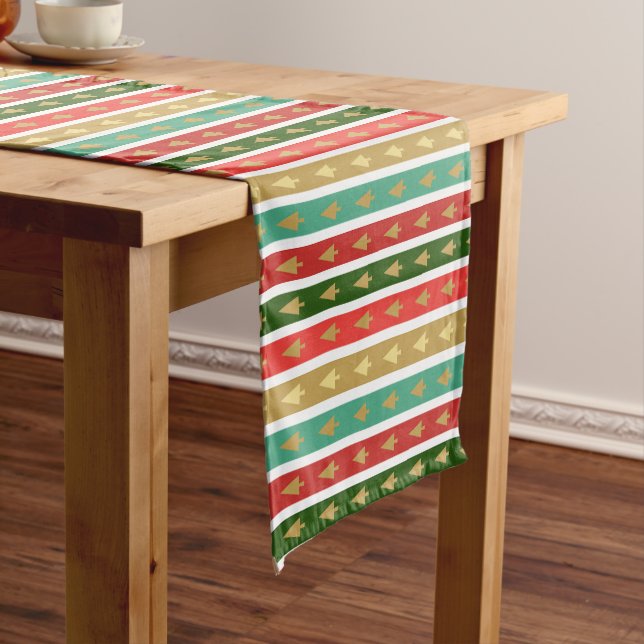 Christmas golden trees patterns - Elegant and Chic Short Table Runner (In Situ)