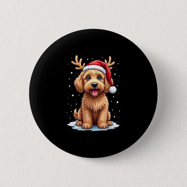 Christmas Goldendoodle Dog Reindeer Holiday Doodle 6 Cm Round Badge (Front)