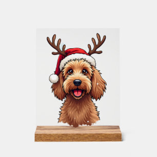 Christmas Goldendoodle Dog Reindeer Holiday Doodle Acrylic Sign
