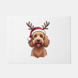 Christmas Goldendoodle Dog Reindeer Holiday Doodle Doormat