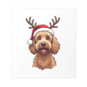 Christmas Goldendoodle Dog Reindeer Holiday Doodle Notepad
