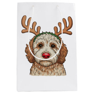 Christmas Goldendoodle Dog Reindeer Xmas Family Medium Gift Bag