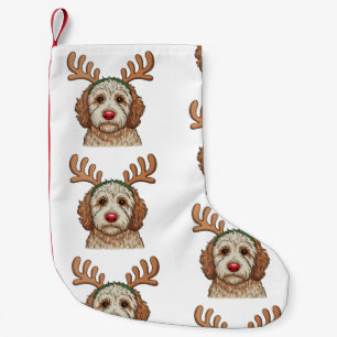Christmas Goldendoodle Dog Reindeer Xmas Family Small Christmas Stocking