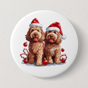 Christmas Goldendoodle Dogs 7.5 Cm Round Badge