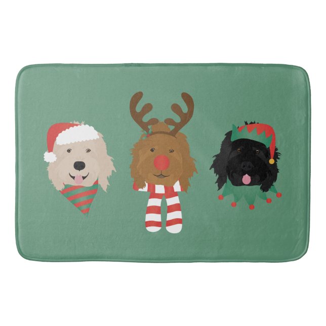 Christmas Goldendoodle Dogs Bath Mat (Front)