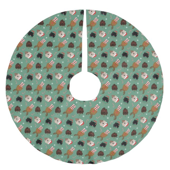 Christmas Goldendoodle Dogs Brushed Polyester Tree Skirt (Front)