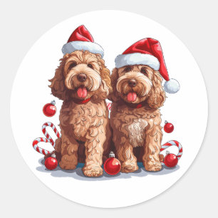 Christmas Goldendoodle Dogs Classic Round Sticker